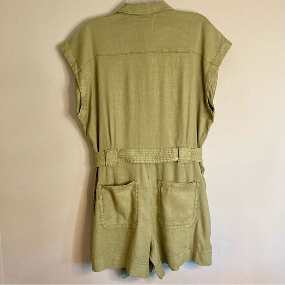 NEW Current Elliott The Lynwood Romper Shorts Belted Snap Front Khaki Size XL - Picture 11 of 16
